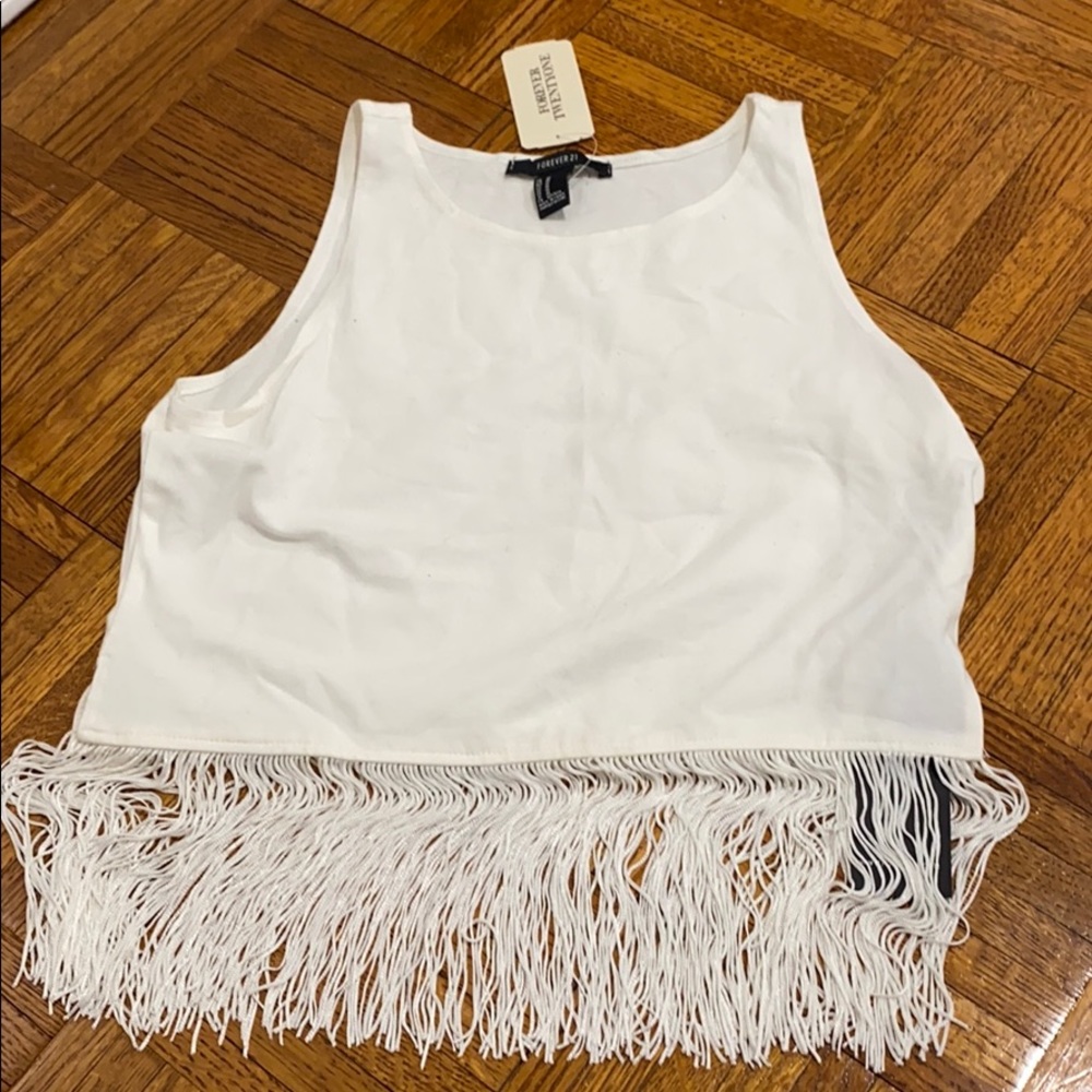 Forever 21 cream fringe top